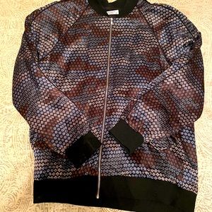 Equipment brand printed silk bomber